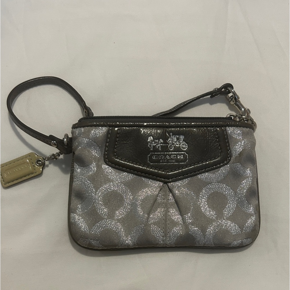 Coach Silver and Gray Wristlet